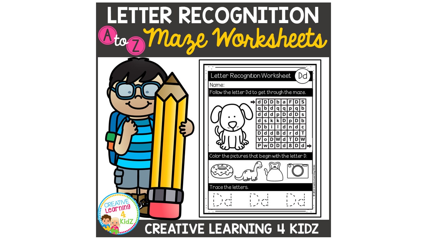 Letter Recognition Maze Worksheets - Etsy