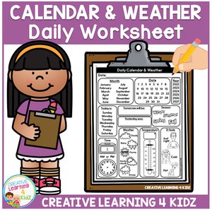 Daily Calendar and Weather Worksheet Special Education