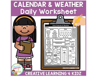 Daily Calendar & Weather Worksheet Special Ed Interactive Daily Routine Activity