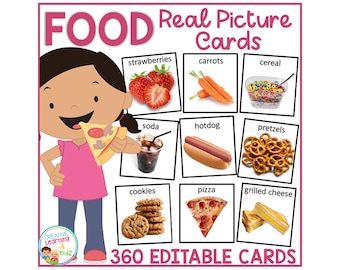 Food Cards 360 Real Pictures (Editable) Flashcards PCS