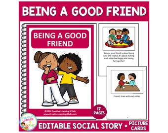 Social Story Being a Good Friend Book Behavior Autism - Editable