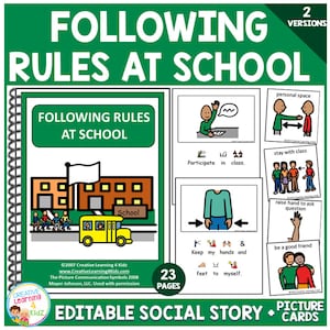 Following Rules at School (Editable) Social Story Book Special Education