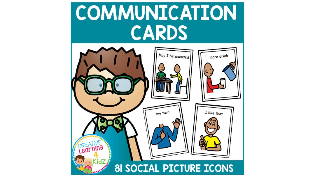 Communication Process Autism Icon Social Communication Picture Icons – 81 Visual Cards for Autism ...