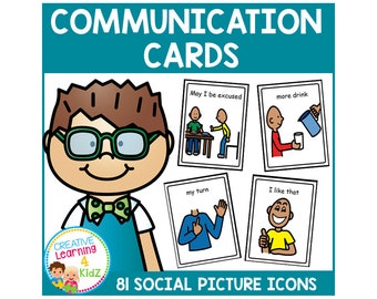 Social Communication Picture Icons – 81 Visual Cards for Autism & Speech Therapy