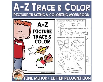 Alphabet Picture Trace & Color – Letter Recognition – Beginning Sounds A–Z