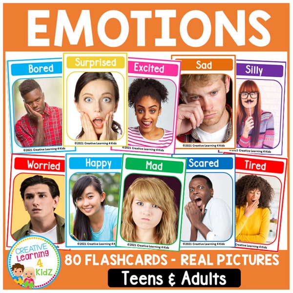 Emotions  Feelings Flashcards for Teens & Adults Autism Special Education