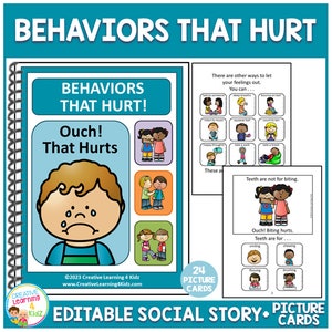 Social Story Behaviors That Hurt! (Editable) Book Special Education Autism