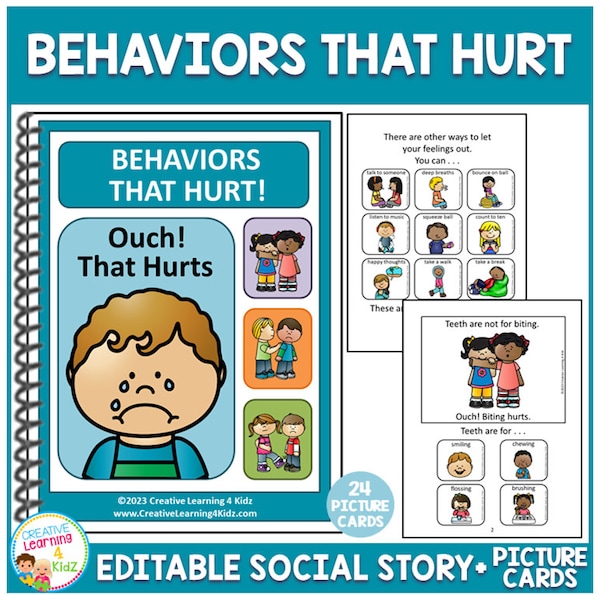 Social Story Behaviors That Hurt! (Editable) Book Special Education Autism