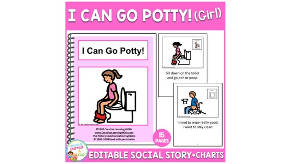 Social Story I Can Go Potty! Girl Book Toilet Training Autism - Editable