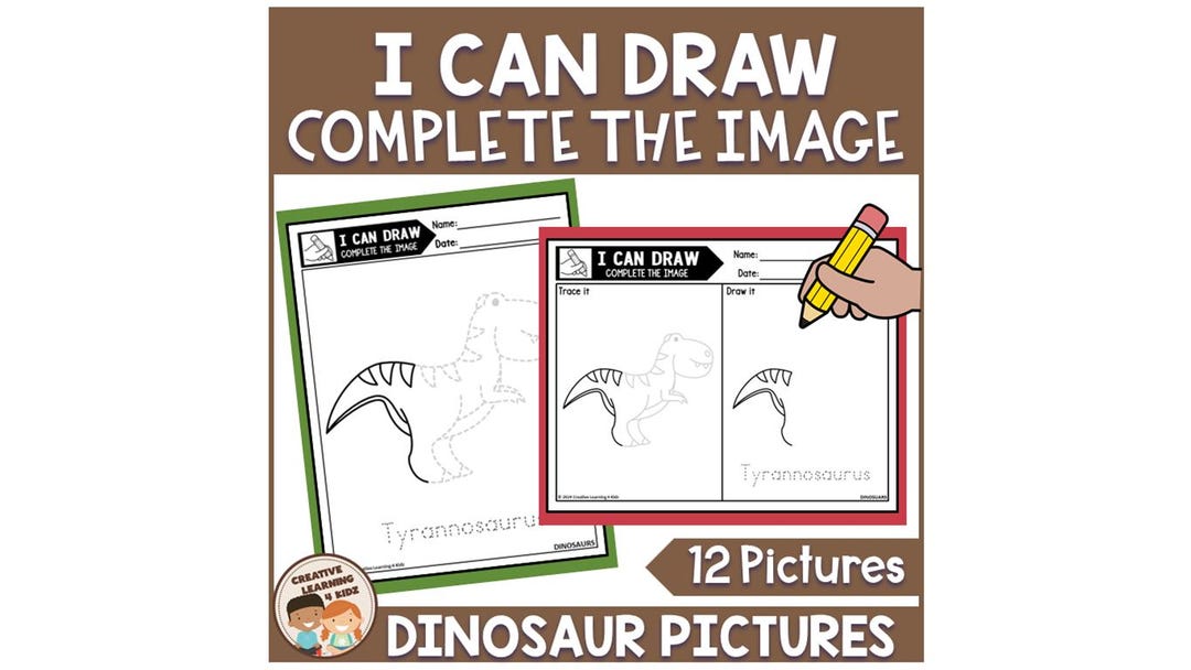 Complete the Image Dinosaurs I Can Draw Tracing Fine Motor Skills - Etsy
