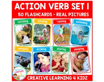 Action Verb Cards 1 Real Photos Speech Therapy ESL Special Education
