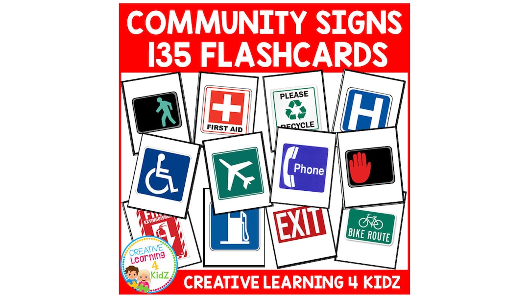 Community signs symbols safety cards survival flashcards - etsy