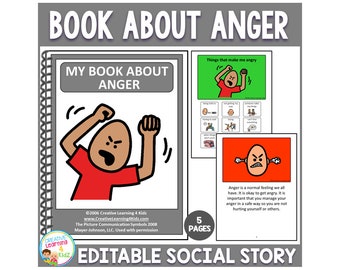 Social Story My Book About Anger Behavior Autism - Editable