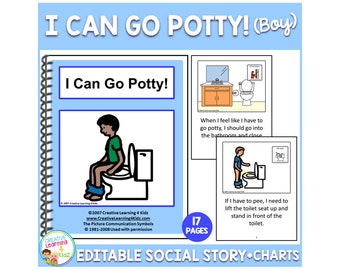 Social Story I Can Go Potty! Boy Book (Editable) Toilet Training Autism