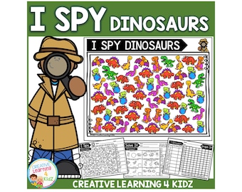 I Spy Dinosaur Worksheets | Counting, Graphing & Tally Mark Math Activities