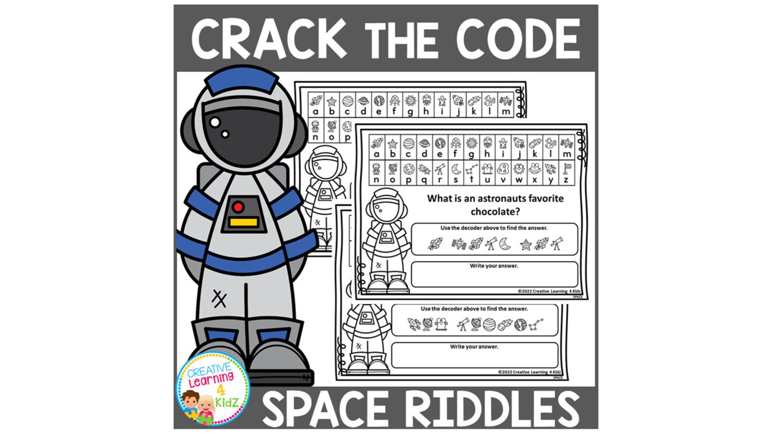 Crack the Code Space Riddles – Secret Decoding Worksheets for Kids - Etsy