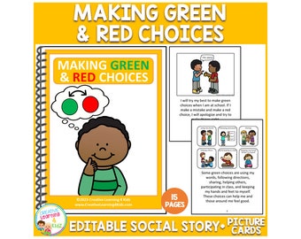 Social Story Making Green & Red Choices Book Special Education PCS - Editable