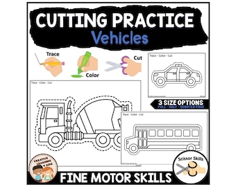 Cutting Practice Vehicles Scissor Skills Worksheets Fine Motor Skills