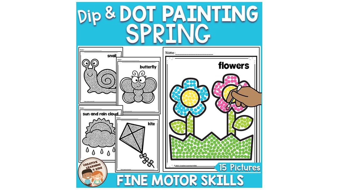 Tip Spring Painting Sheets.pdf Spring Q-tip Dot Painting Worksheets – Fine Motor Skills Art Activities ...