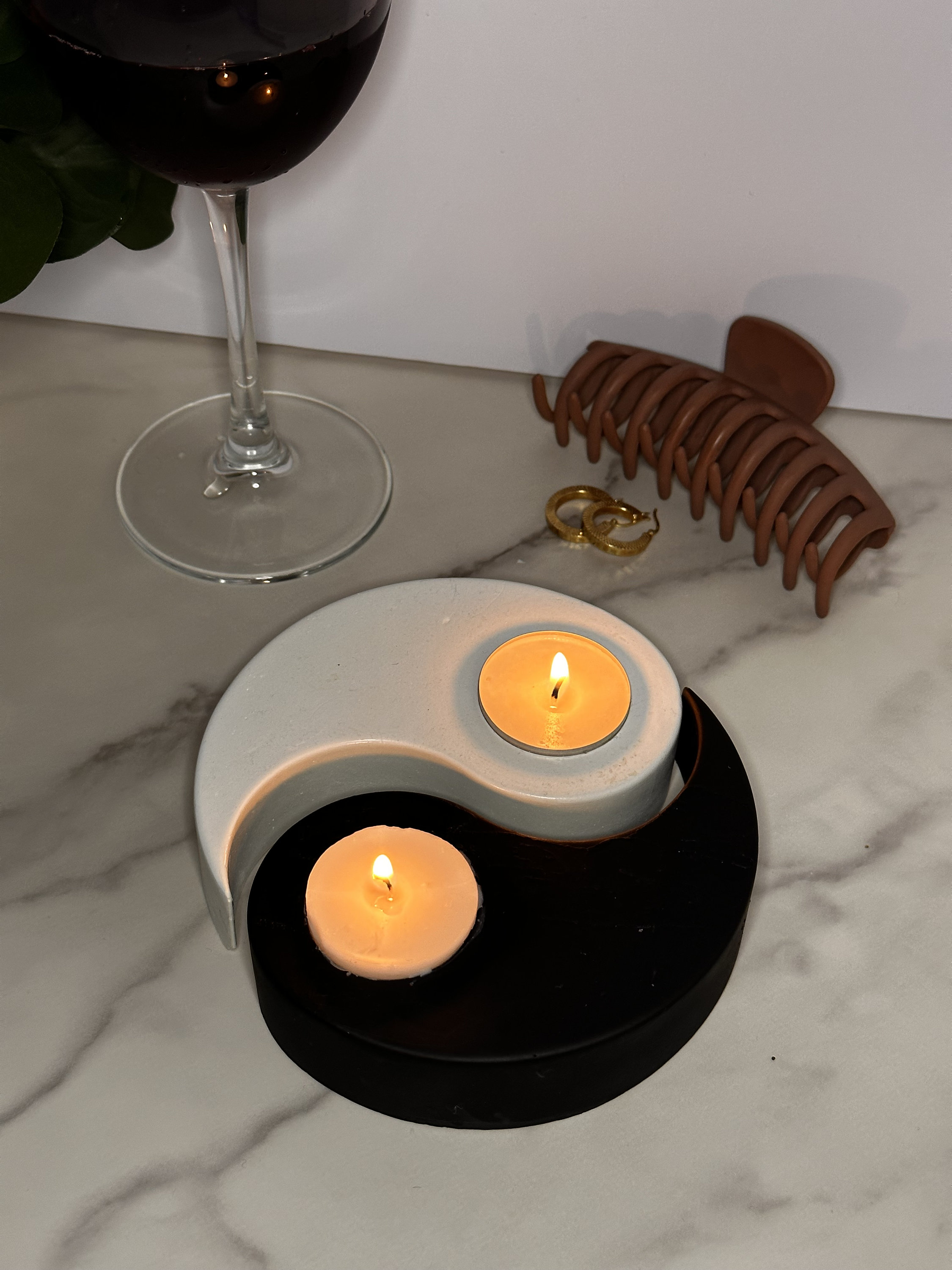 Yin Yang Candle, Pot, Concrete Candle Container, Handmade Storage Tool for  Home Decoration 