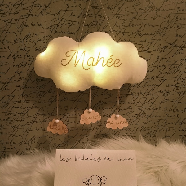 Veilleuse nuage tissu/Veilleuse tissu/cadeau naissance/veilleuse led/veilleuse bébé/nuage /veilleuse lumineuse/veilleuse personnalisée