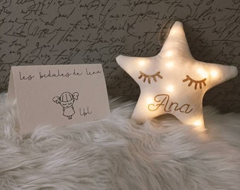 Veilleuse étoile tissu/cadeau naissance/veilleuse led/veilleuse bébé/veilleuse étoile/veilleuse lumineuse/veilleuse personnalisé