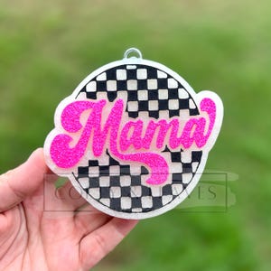 Checkered Mama Round Freshie, Car Air Freshener, Scent, Retro