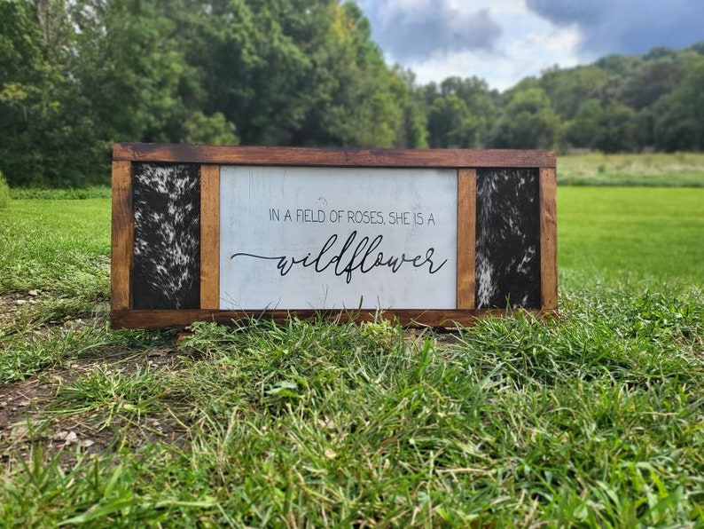 Genuine Cowhide Wood Sign, Customizable Rustic Sign, Rustic Decor ...