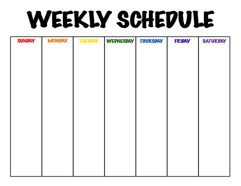 Weekly Schedule Sunday - Saturday | PRINTABLE | Homeschool Weekly ...