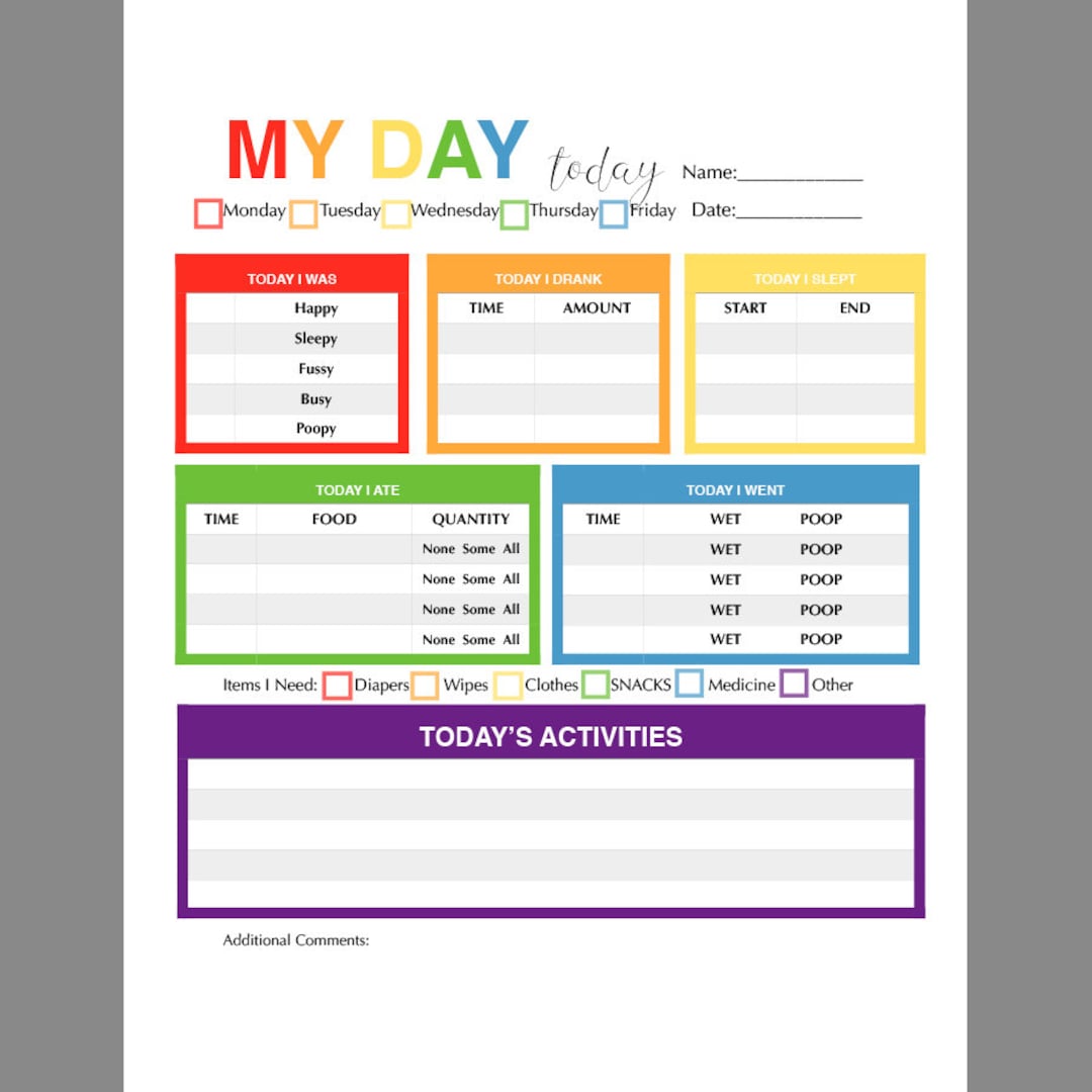 Daycare Report Sheet PRINTABLE Toddler & Baby Daily Report for At-home Daycare, Babysitter, Nanny - Etsy daycare-report-sheet-printable-toddler-baby-daily-report-for-at-home-daycare-babysitter-nanny-etsy