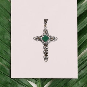 Silver Cross Pendant Cruz Marcasita - Marcasite Cross Pendant - Cross Pendants - Sterling Silver Cross Necklace - Christening Gift Ideas