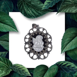 Exquisite Sterling Silver Marcasite Pendant | Vintage Statement Necklace | Sparkling Gemstone | Handcrafted Jewelry, Unique Gift for Her