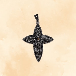 Silver Cross Pendant Cruz Marcasita - Marcasite Cross Pendant - Cross Pendants - Sterling Silver Cross Necklace - Christening Gift Ideas