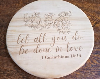 Bible Verse Round Cutting Board Engraving