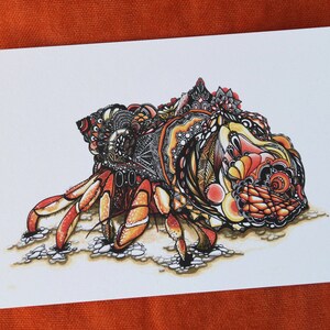 Tarjeta de felicitación de cangrejo ermitaño / postal / A6 / tarjeta de regalo / impresión de arte