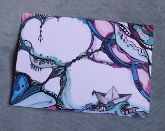 Paper Boat Greeting Card / Postcard / A6 / Gift Card / Art Print