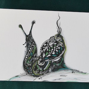 Tarjeta de felicitación de caracol / postal / A6 / tarjeta de regalo / impresión de arte