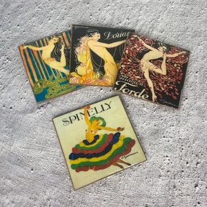 1900s Parisian Theater Bulletin Coasters - Gesmar Art - Handmade Wood Coaster Set