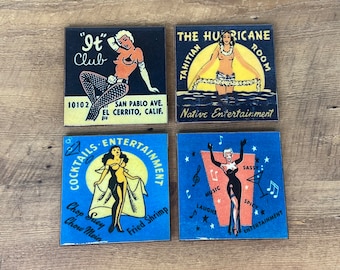 Retro Cocktail Lounge Coasters: Handmade Wood Coaster Set