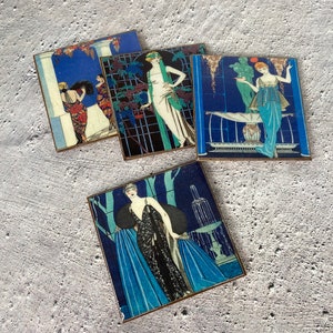 George Barbier Art Nouveau Coasters: sottobicchieri in legno fatti a mano