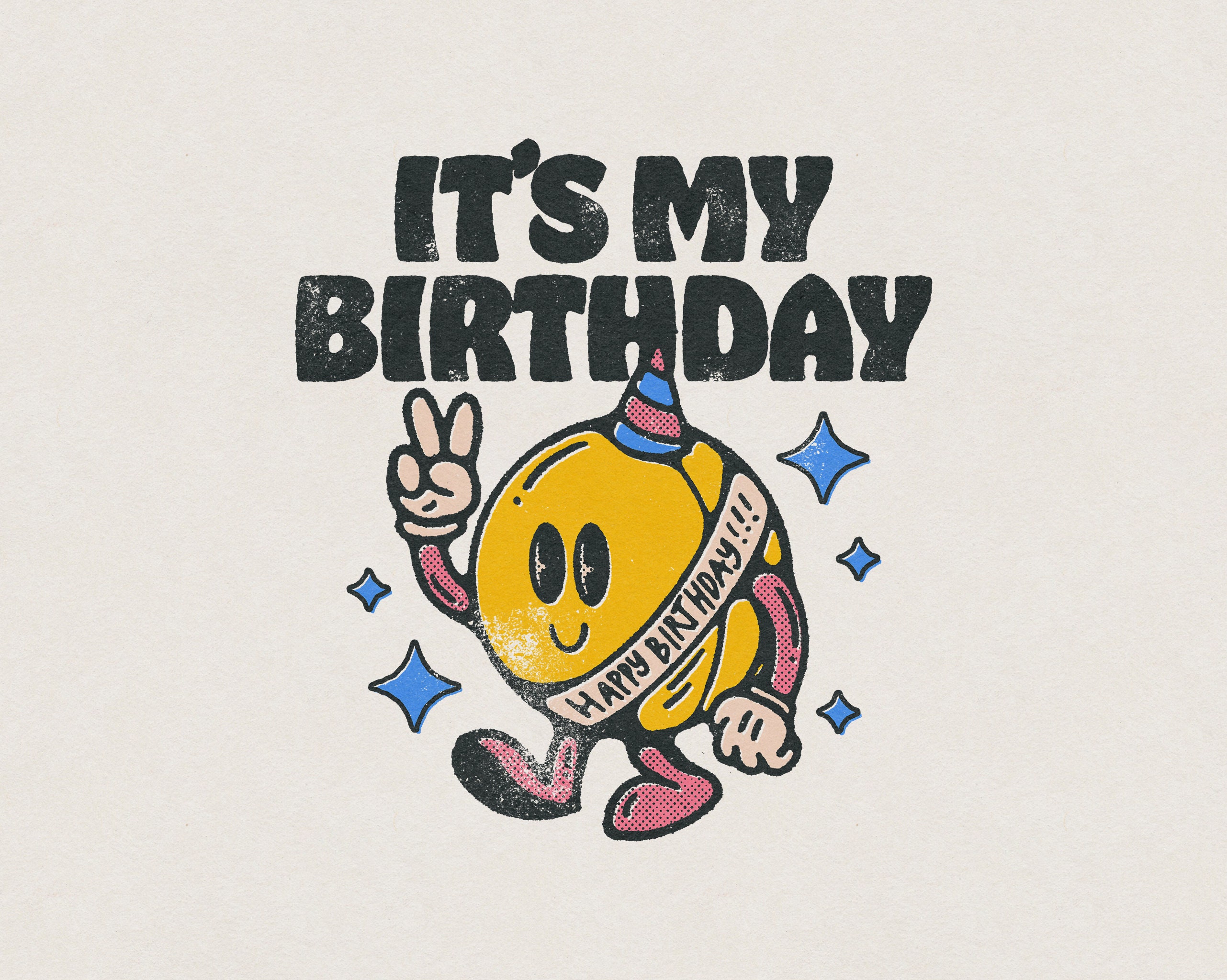 It's My Birthday Cute Happy Birthday Party Retro Mascot - Etsy It's My Birthday Cute Happy Birthday Party Retro Mascot - Etsy