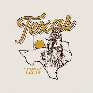 Texas Friendship American Western Country Cowboy Cowgirl Horse Mountains USA Retro Vintage Shirt Graphic Transparent PNG Digital Download