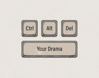 Ctrl Alt Del Your Drama Funny Humorous Empowering Friendship Phrase and Saying Retro Vintage Shirt Graphic Transparent PNG Digital Download