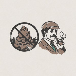 No Shit Sherlock Funny & Humorous Dog Poop Detective Sherlock Holmes Retro Vintage T-Shirt Graphic Transparent PNG Digital Download