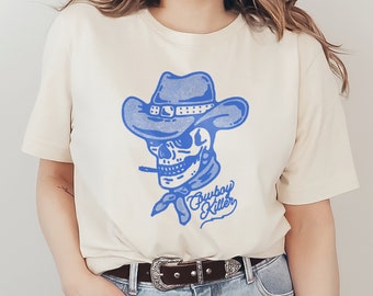 Cowboy Killer Graphic T-Shirt Western Outlaw Skull American Country USA Illustration Retro Vintage Unisex Men's Women's Tee