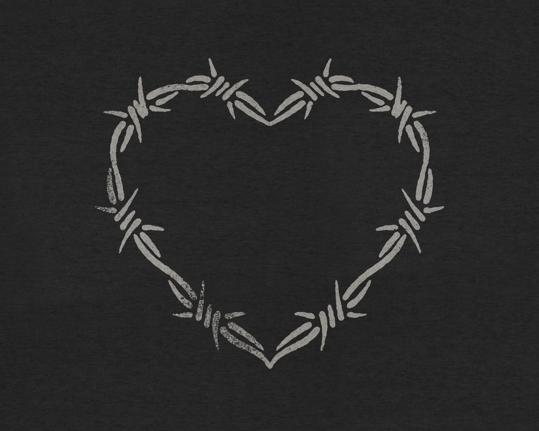 Love Hurts Barbed Wire Heart Transparent PNG Digital Download for