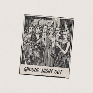 Ghouls Night Out 1980s Halloween Horror Polaroid Funny & Humorous Friends Retro Vintage T-Shirt Graphic Transparent PNG Digital Download