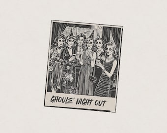 Ghouls Night Out 1980s Halloween Horror Polaroid Funny & Humorous Friends Retro Vintage T-Shirt Graphic Transparent PNG Digital Download