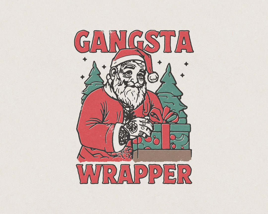 Gangsta Wrapper Urban Rapper Tattooed Santa Claus Christmas Funny and ...