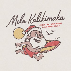 Mele Kalikimaka Bing Crosby Santa Hawaii Retro Boże Narodzenie Przezroczysty PNG Cyfrowe Pobieranie